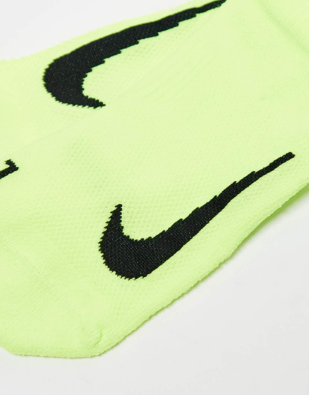 Nike Running Multiplier 2-pack crew socks in black and lime Product Image