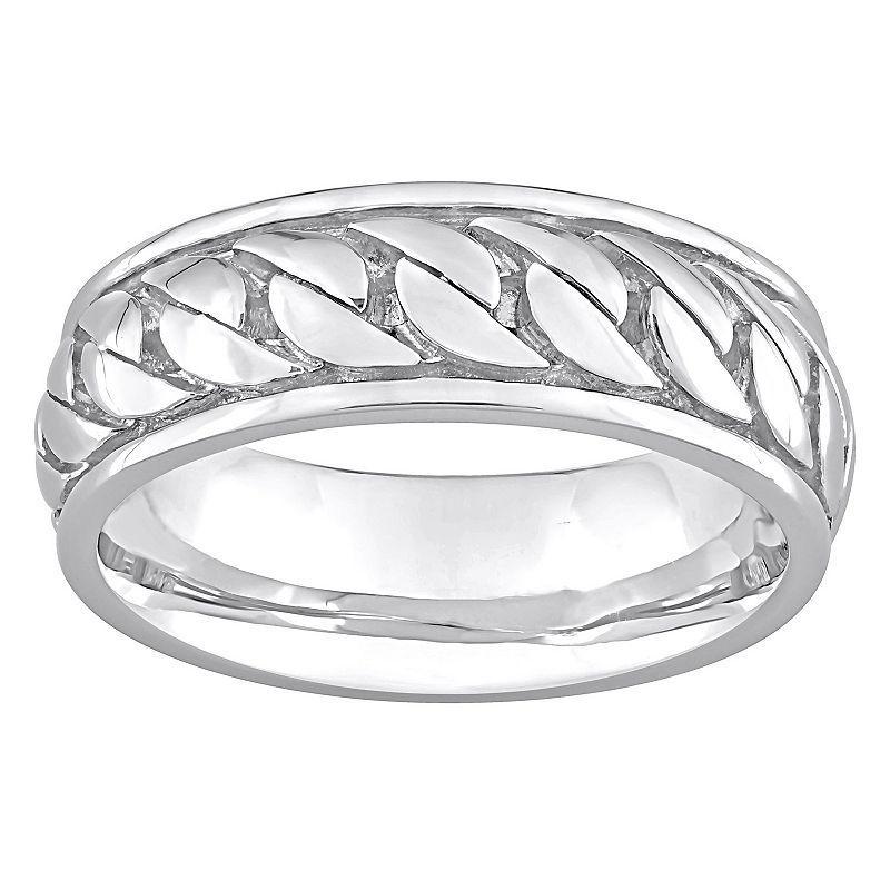 Stella Grace Mens Sterling Silver Ribbed Design Ring Product Image