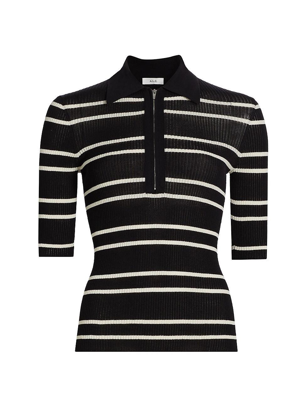 Womens Cooper Striped Cotton-Blend Knit Polo Shirt Product Image