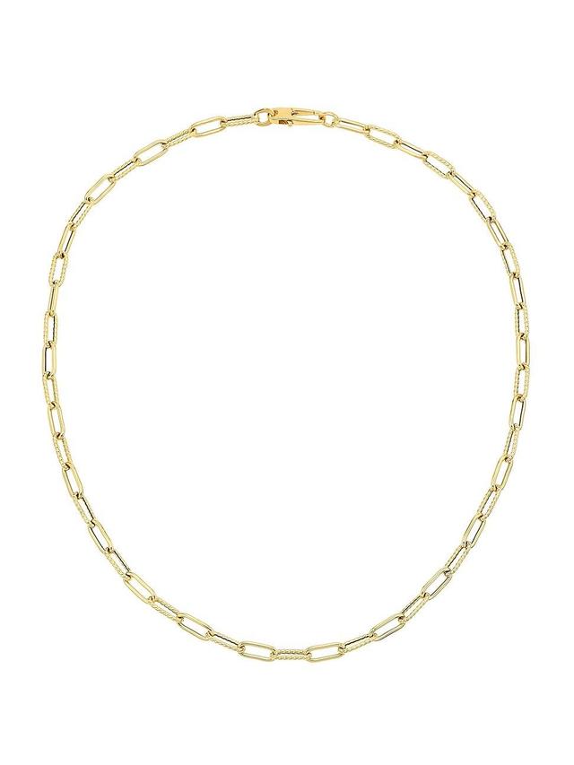 Roberto Coin 18K Yellow Gold Polished & Textured Paperclip Link Chain Necklace, 17 Product Image