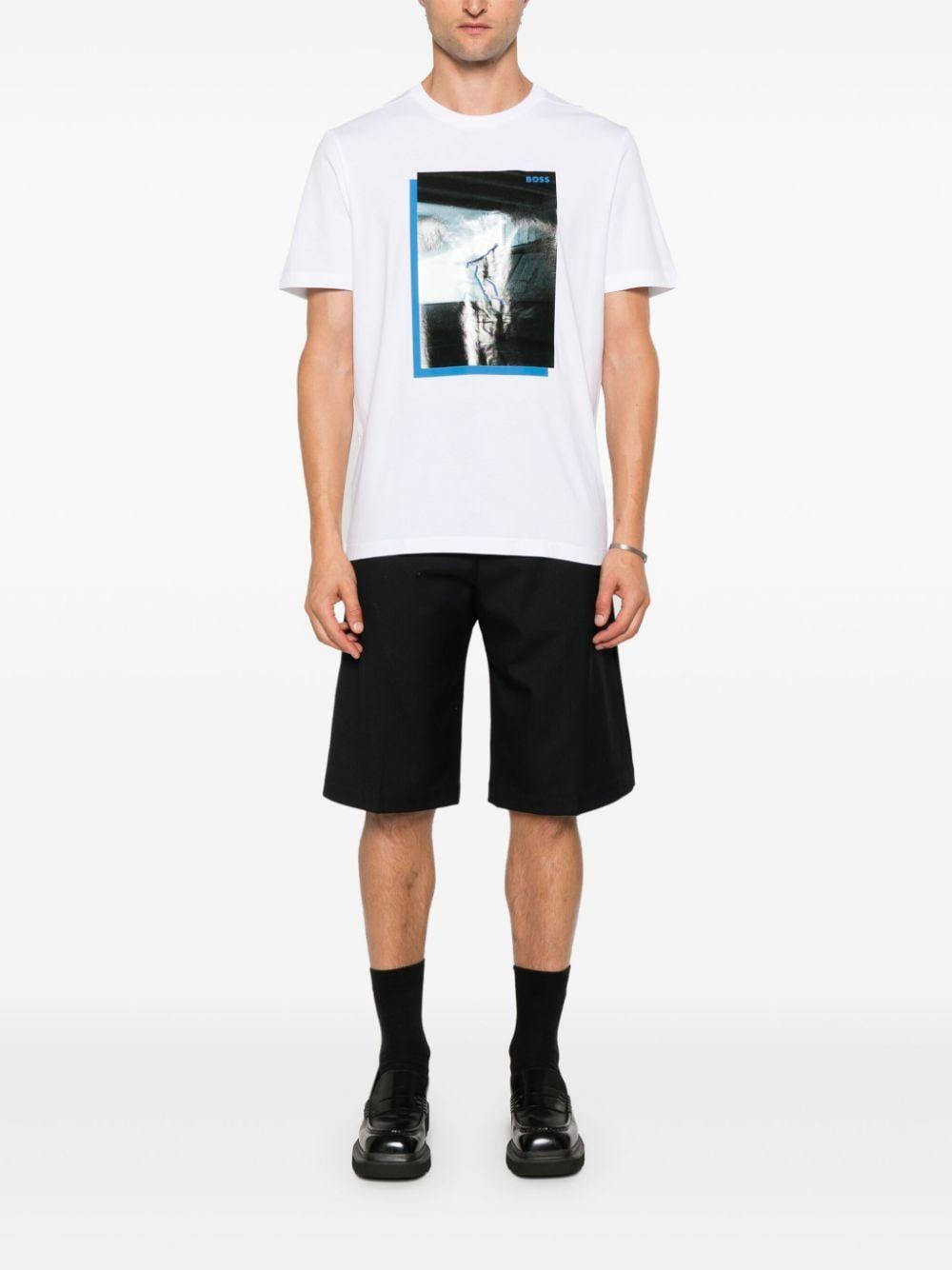 HUGO BOSS T-shirt With Skate Artwork Front And Back In White Product Image