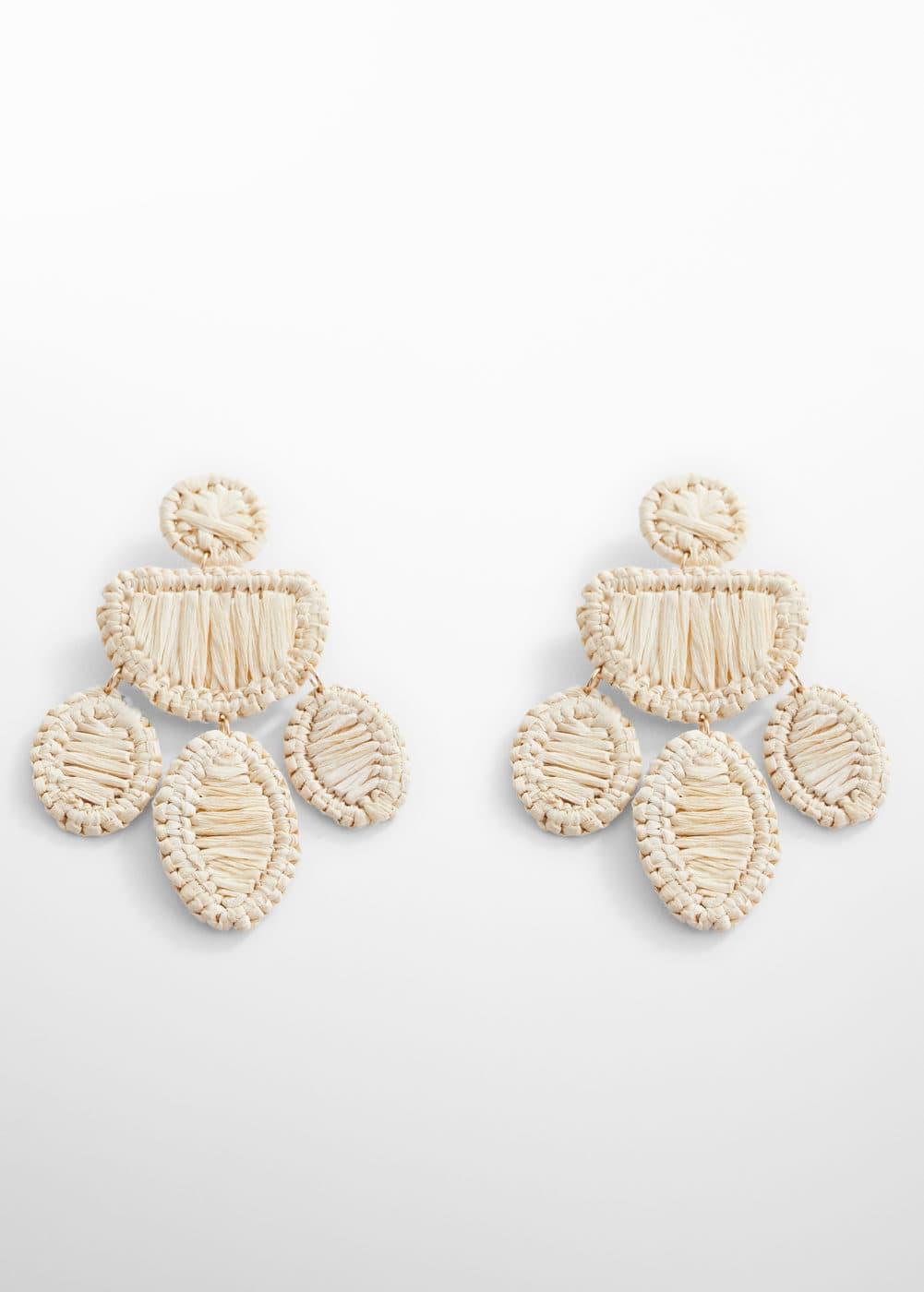 MANGO - Long raffia earrings - One size - Women Product Image