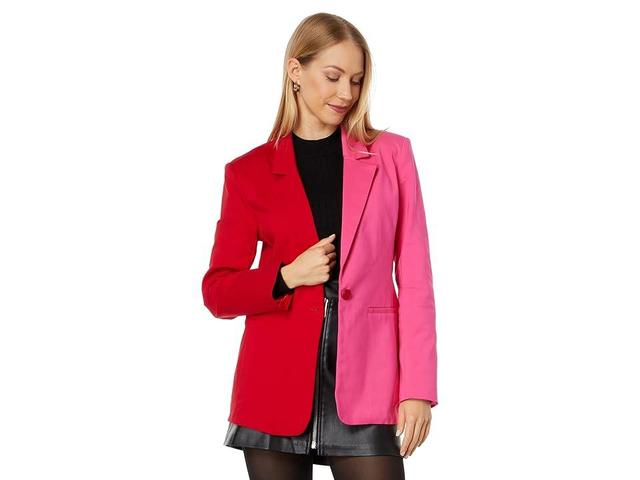 English Factory Color-Block Blazer (Red Fuchsia) Women's Clothing Product Image