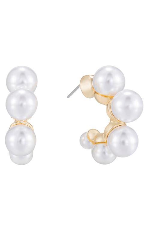 Ettika Five-Point Imitation Pearl Huggie Hoop Earrings Product Image