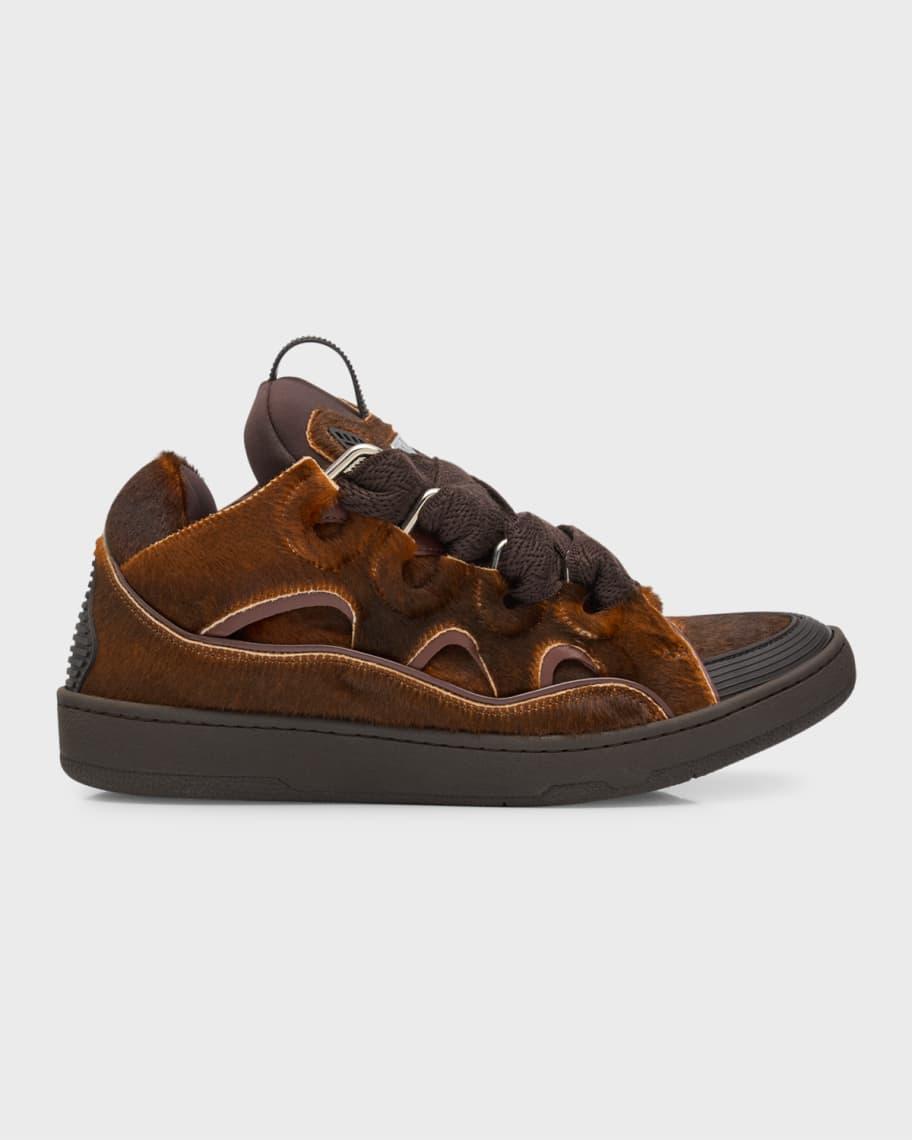 Men's Curb Pony-Effect Leather Low-Top Sneakers Product Image