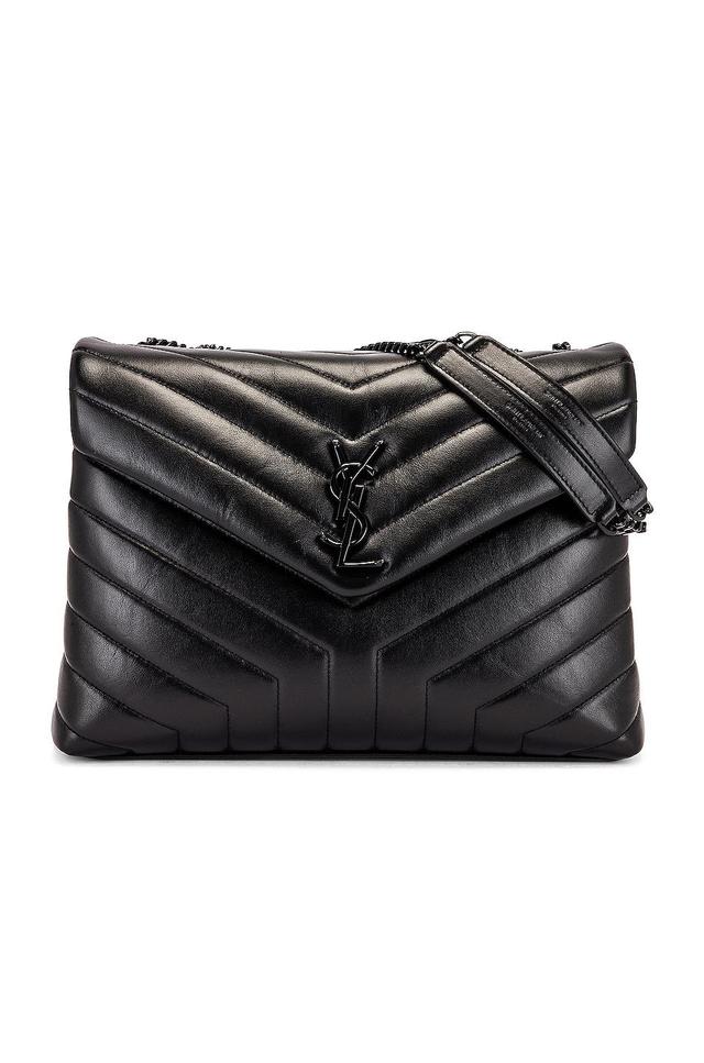 Saint Laurent Medium Supple Monogramme Loulou Chain Bag in Black Product Image