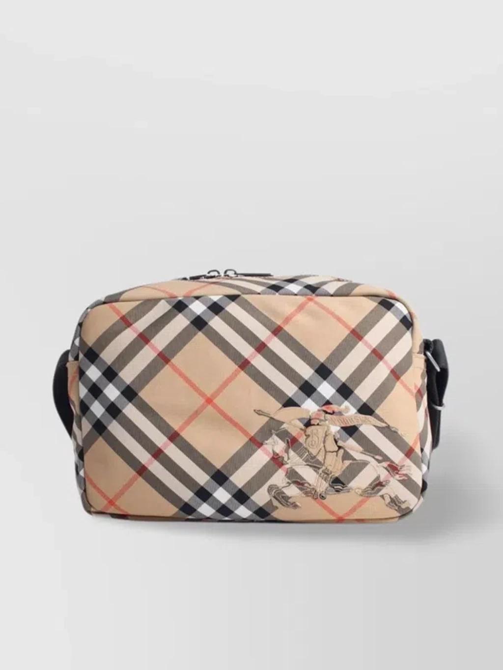 BURBERRY 'checked Bag' Polyester Blend Room In Neutrals Product Image