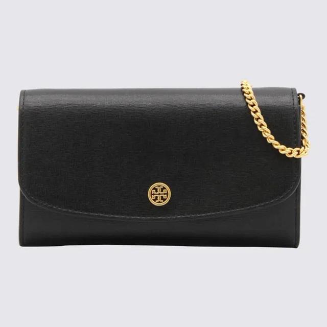 TORY BURCH Black Leather Robinson Crossbody Bag Product Image