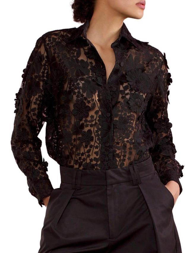 Womens Lace Button-Front Shirt Product Image