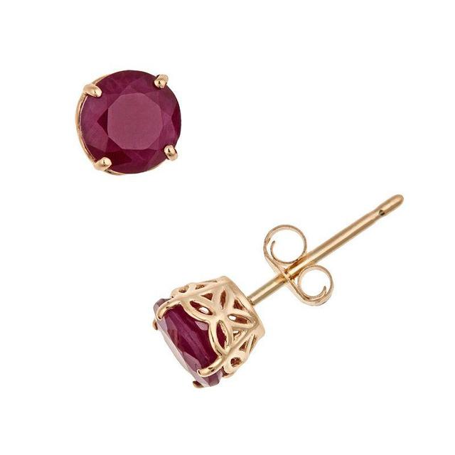 Celebration Gems 14k Gold Ruby Stud Earrings, Womens, Red Product Image