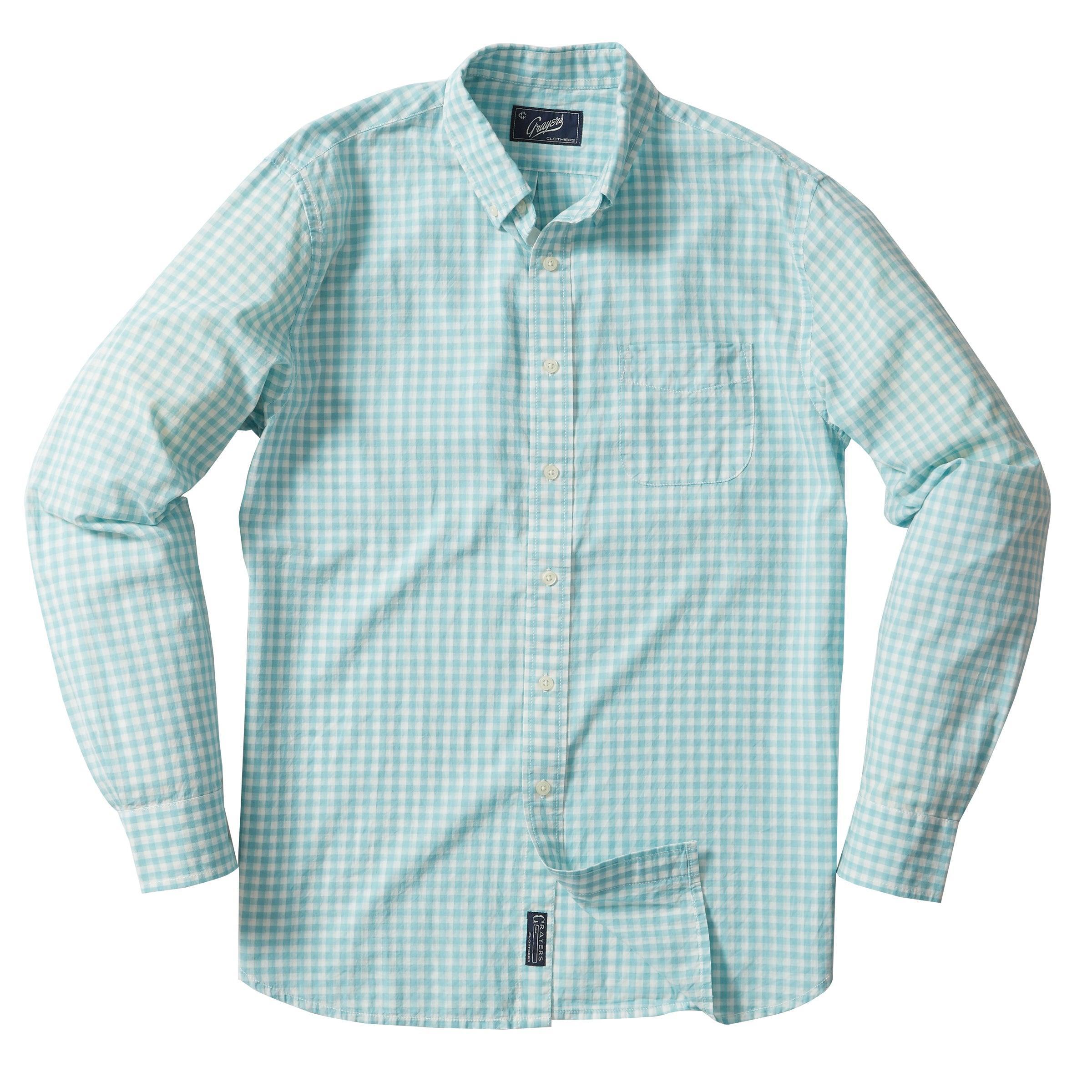 Grange Shadow Gingham Shirt- Seafoam (Final Sale) Product Image