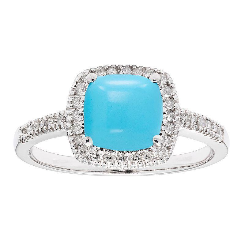 Simulated Turquoise 10K Gold & 1/5 Carat T.W. Diamond Frame Ring, Womens White Product Image