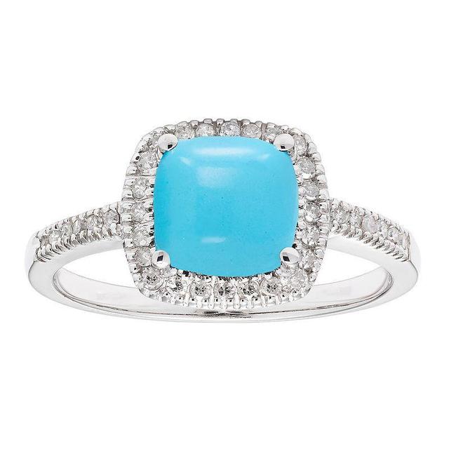 Simulated Turquoise 10K Gold & 1/5 Carat T.W. Diamond Frame Ring, Womens Blue Product Image