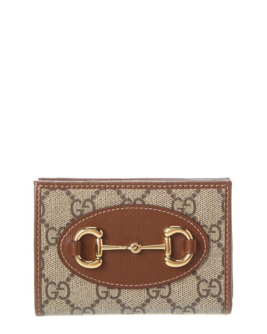 Horsebit 1955 Gg Supreme Canvas & Leather Card Case In Brown Product Image