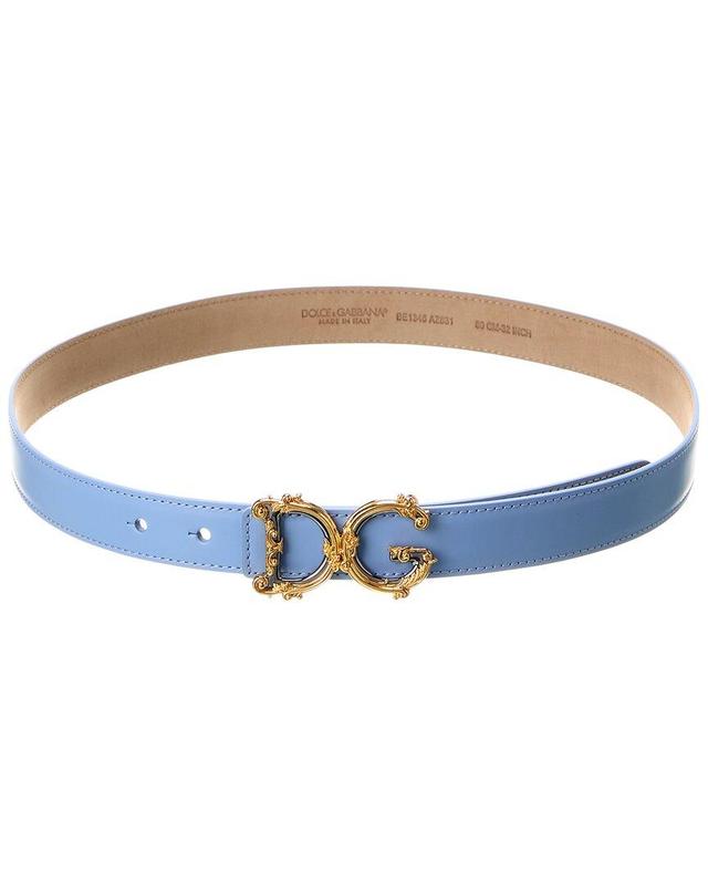 DOLCE & GABBANA Logo Leather Belt In Blue Product Image