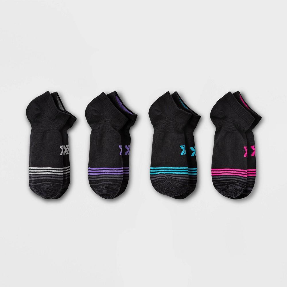 Womens Active Mesh Stripe Lightweight 4pk No Show Athletic Socks - All in Motion - Black 4-10 Product Image