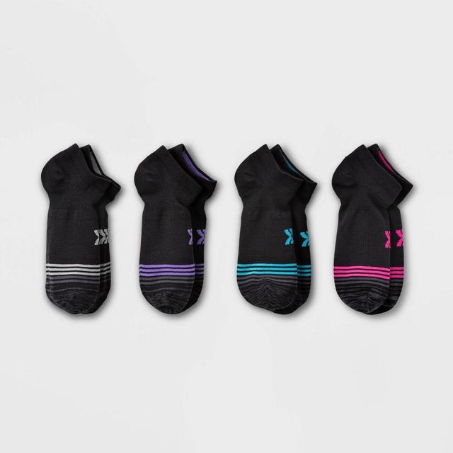 Womens Active Mesh Stripe Lightweight 4pk No Show Athletic Socks - All in Motion - Black 4-10 Product Image