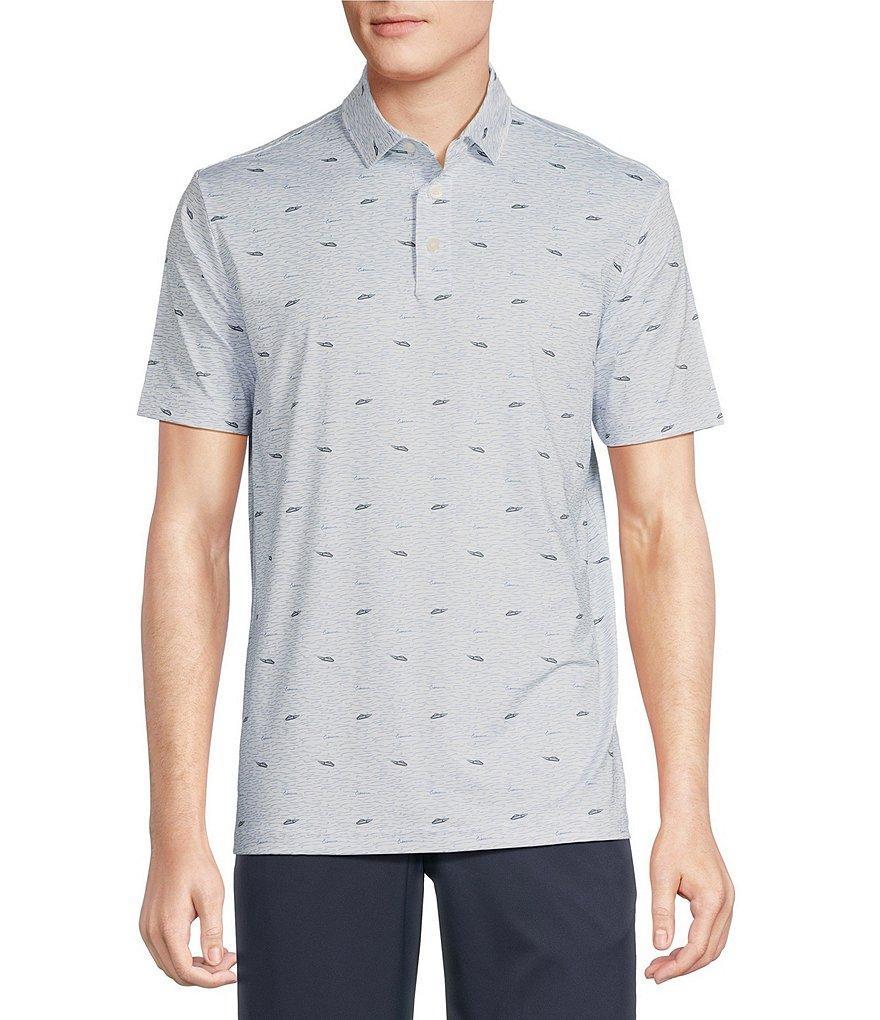 Cremieux Blue Label Performance Stretch Boating Print Short Sleeve Polo Shirt Product Image