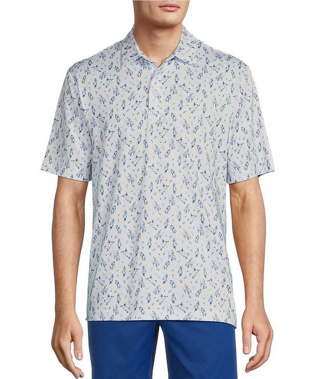 Roundtree & Yorke Performance Short Sleeve Conversational Print Mesh Polo Shirt Product Image