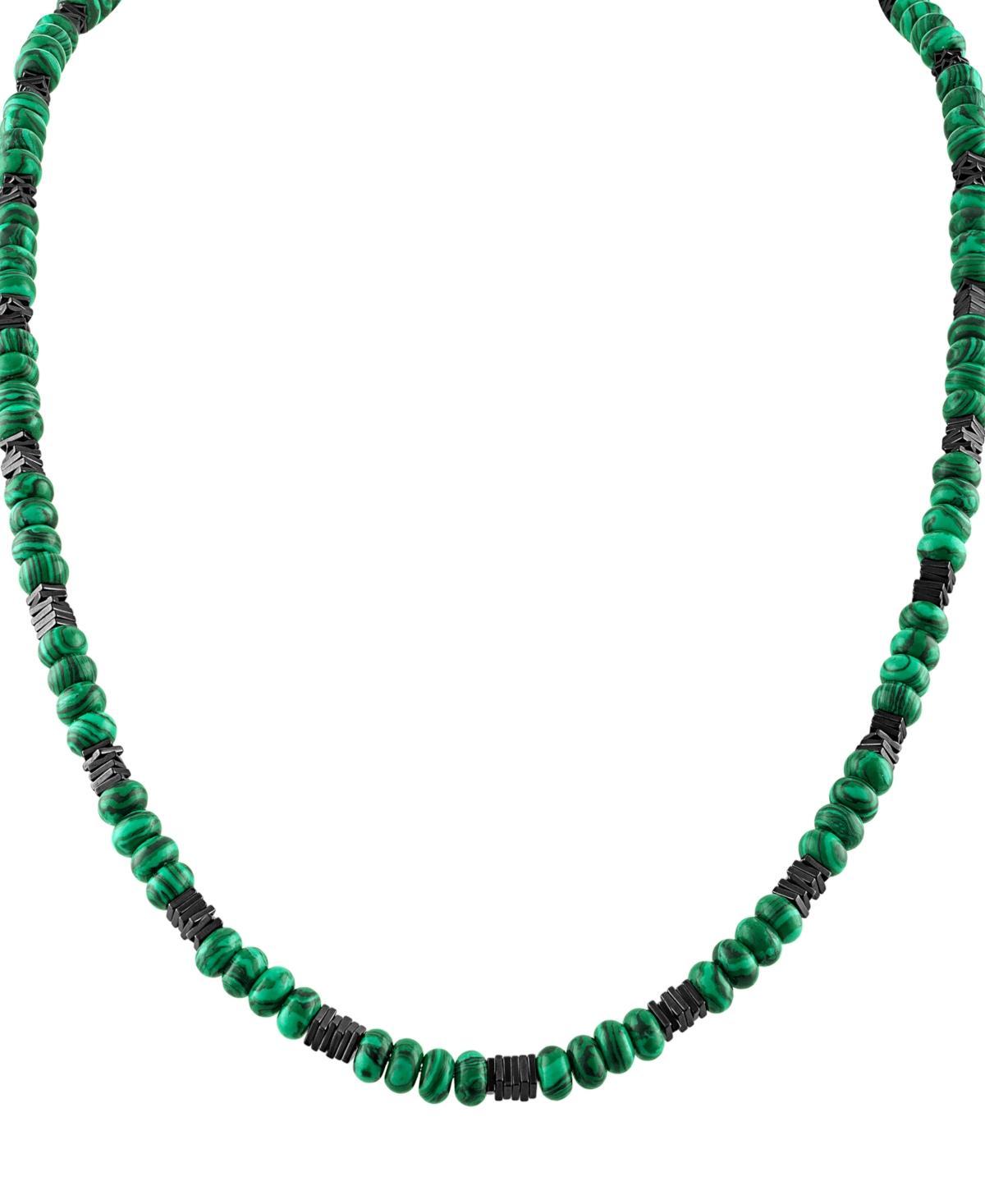 Bulova Mens Marine Star Malachite Beaded 22 Necklace in 14k Gold-Plated Sterling Silver Product Image