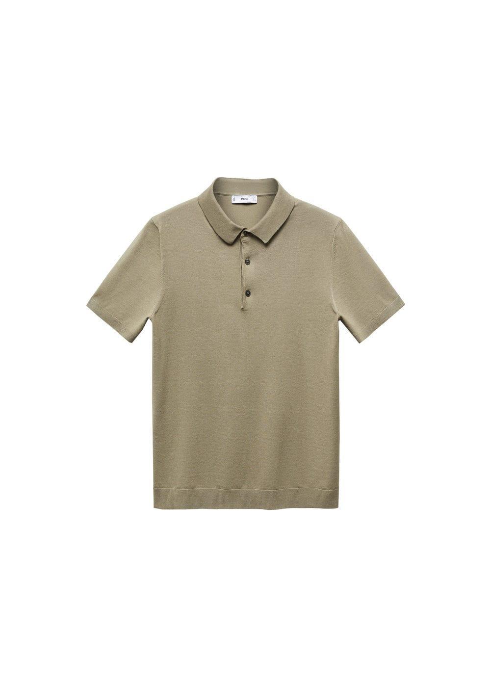 MANGO MAN - Fine-knit polo shirt olive greenMen Product Image