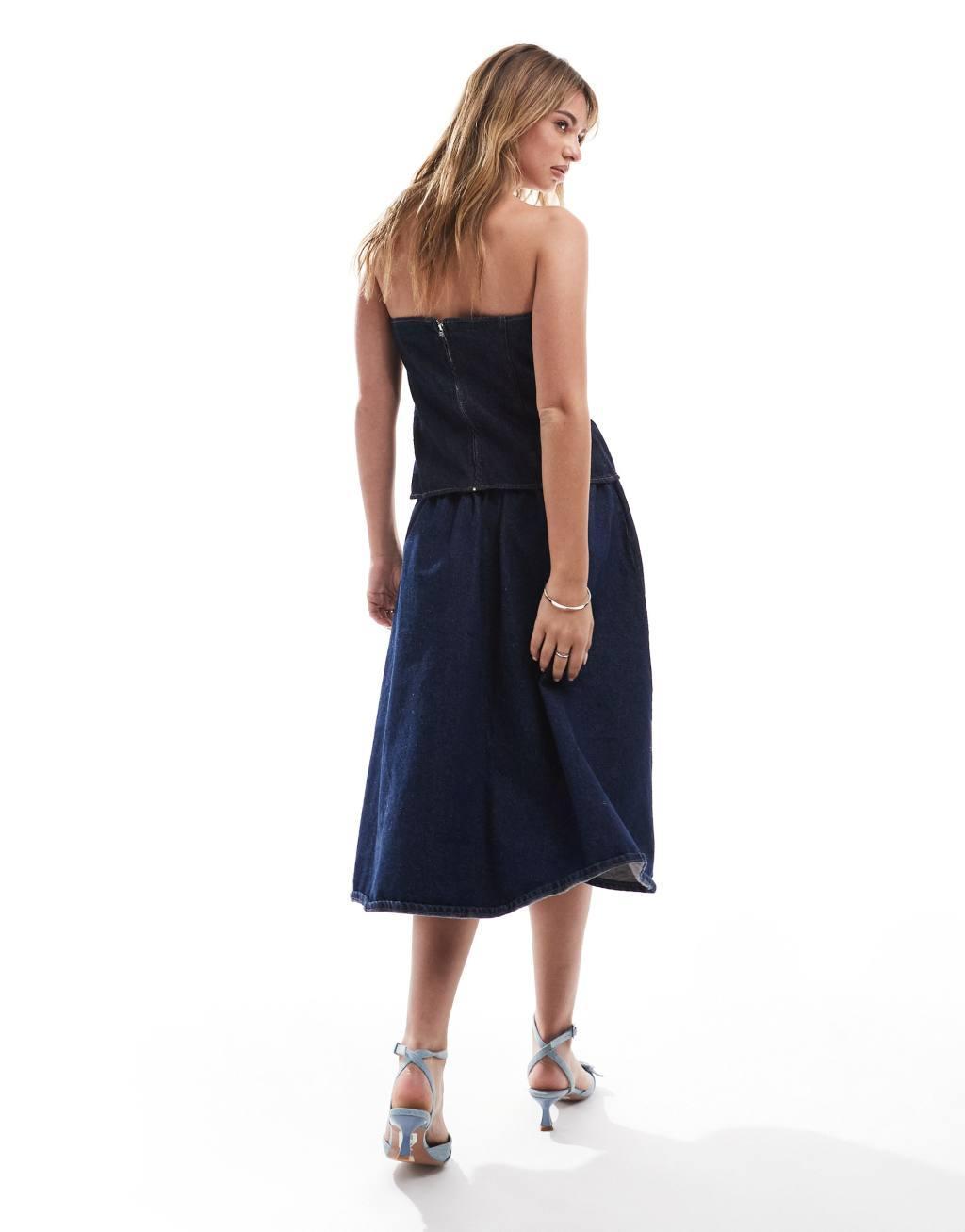 ASOS DESIGN denim circle skirt in indigo Product Image