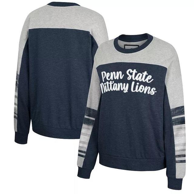 Womens Colosseum /Heather Gray Penn State Nittany Lions Baby Talk Pullover Sweatshirt Blue Product Image