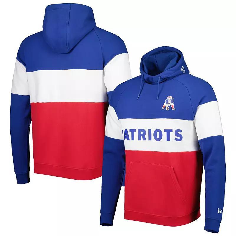 Mens New Era /Royal New England Patriots Colorblock Throwback Pullover Hoodie Product Image