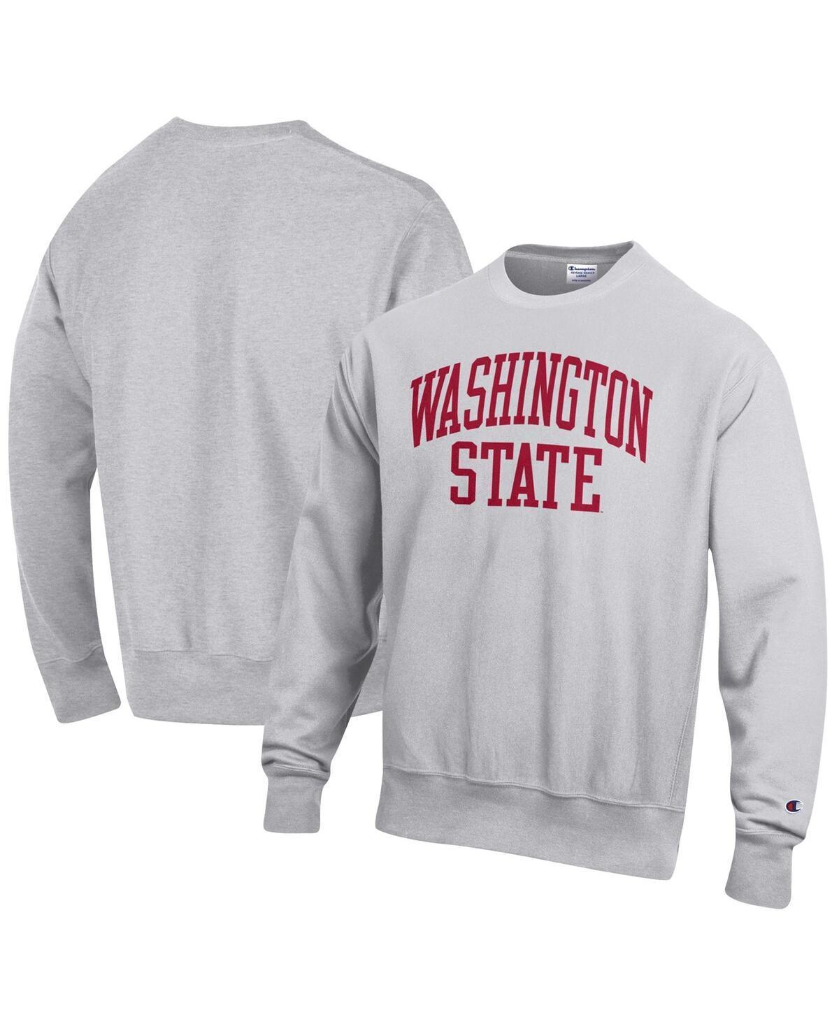 Mens Champion Heathered Gray Washington State Cougars Arch Reverse Weave Pullover Sweatshirt Product Image