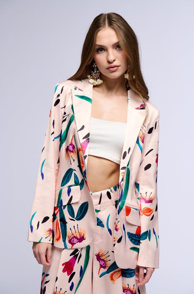 CANDY RAIN SATIN LONGLINE BLAZER Product Image