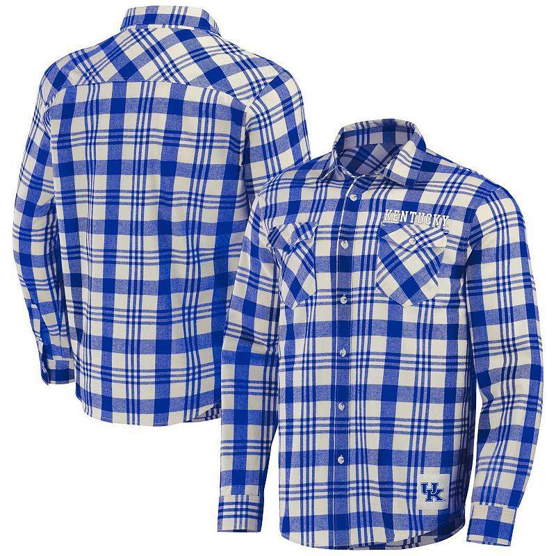 Mens Darius Rucker Collection by Fanatics Royal/Natural Kentucky Wildcats Plaid Flannel Long Sleeve Button-Up Shirt Product Image