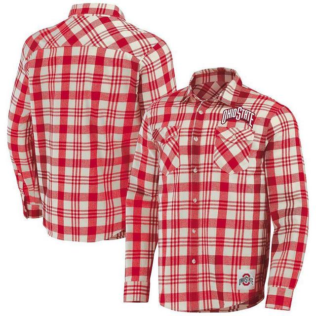 Mens Darius Rucker Collection by Fanatics Cardinal/Natural USC Trojans Plaid Flannel Long Sleeve Button-Up Shirt Product Image