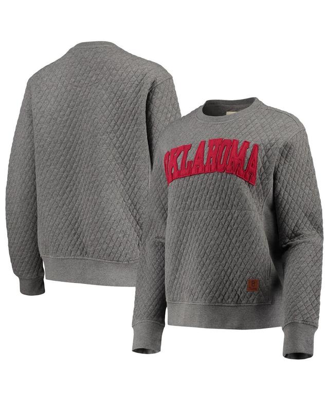 Womens Pressbox Heather Charcoal Oklahoma Sooners Moose Quilted Pullover Sweatshirt Product Image