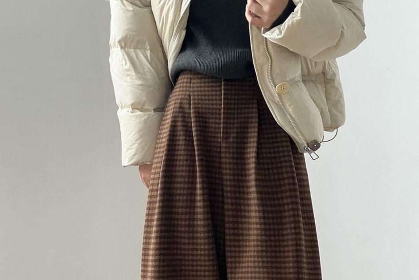 High Waist Plaid Wide Leg Pants Product Image