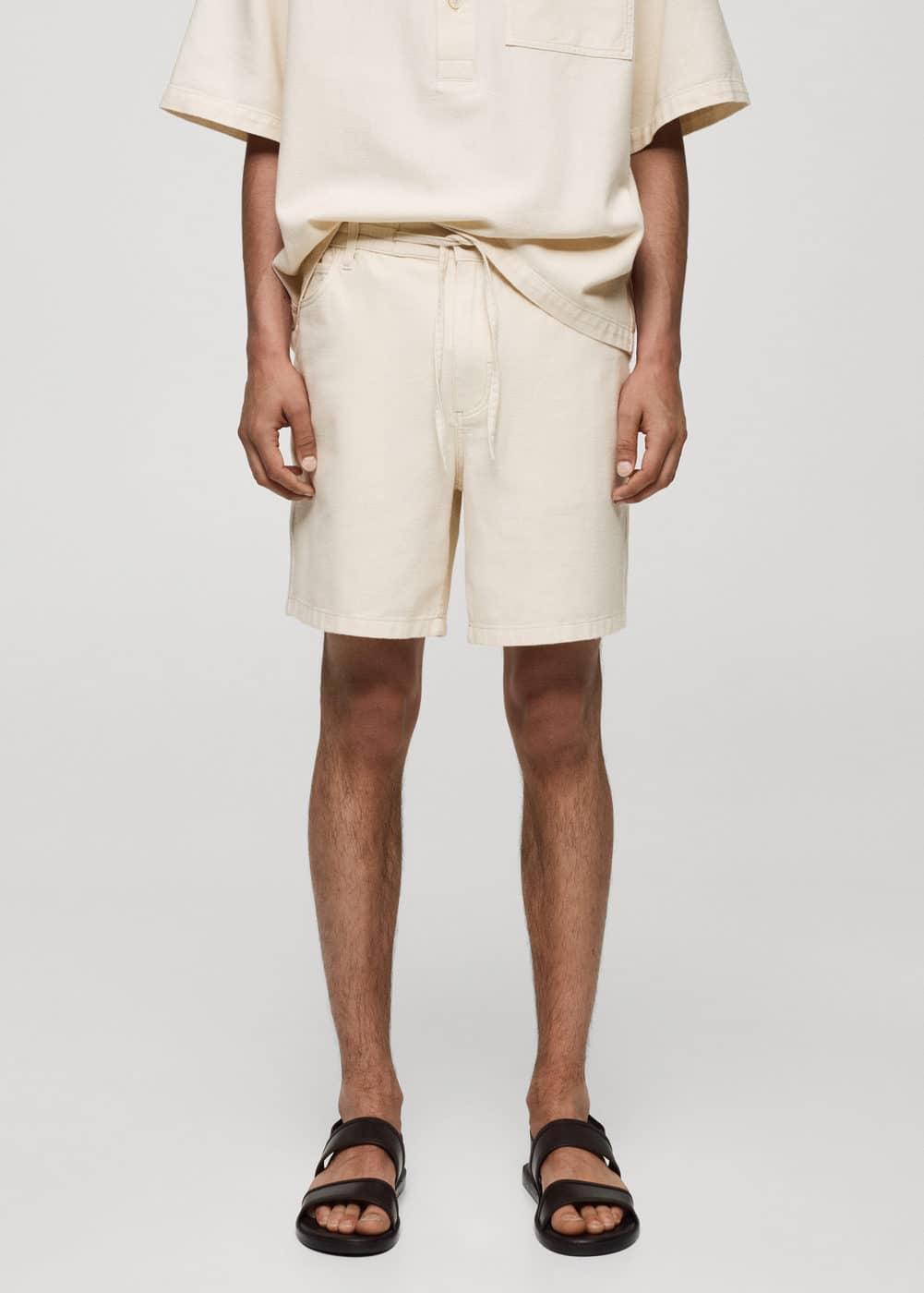 MANGO MAN - Cotton shorts with drawstring off whiteMen Product Image