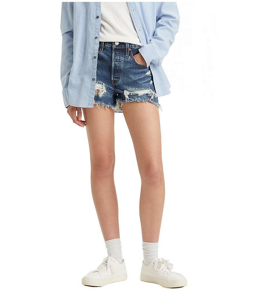 Levi's® 501 High Rise Destructed Frayed Hem Cut Off Shorts Product Image