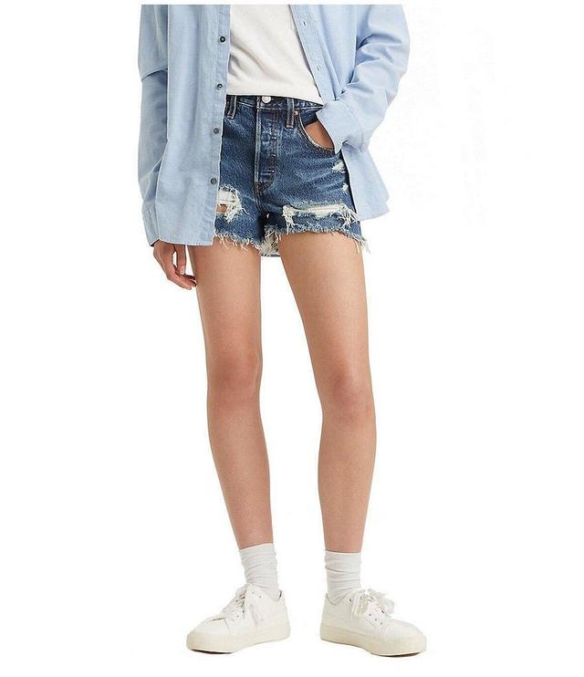 Levi's® 501 High Rise Destructed Frayed Hem Shorts Product Image