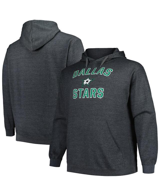 Mens Profile Heather Charcoal Dallas Stars Big and Tall Arch Over Logo Pullover Hoodie Product Image