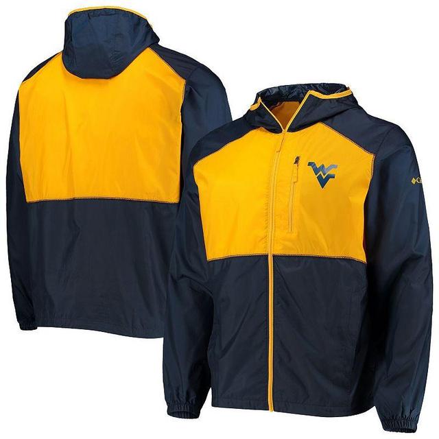 Mens Columbia /Gold West Virginia Mountaineers Flash Forward Hoodie Full-Zip Lightweight Windbreaker Blue Product Image