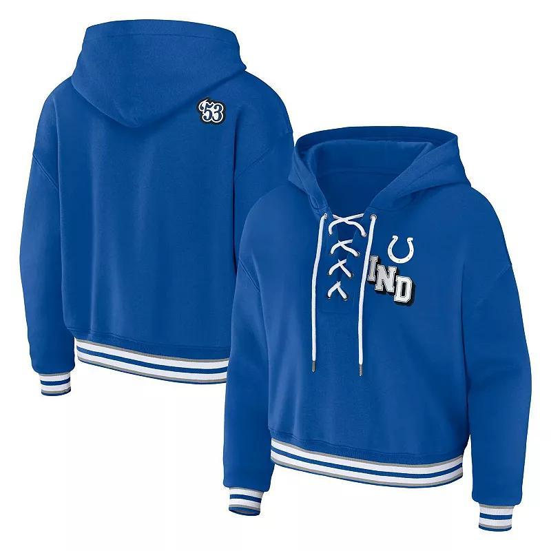 Womens WEAR by Erin Andrews Royal Indianapolis Colts Plus Size Lace-Up Pullover Hoodie Product Image