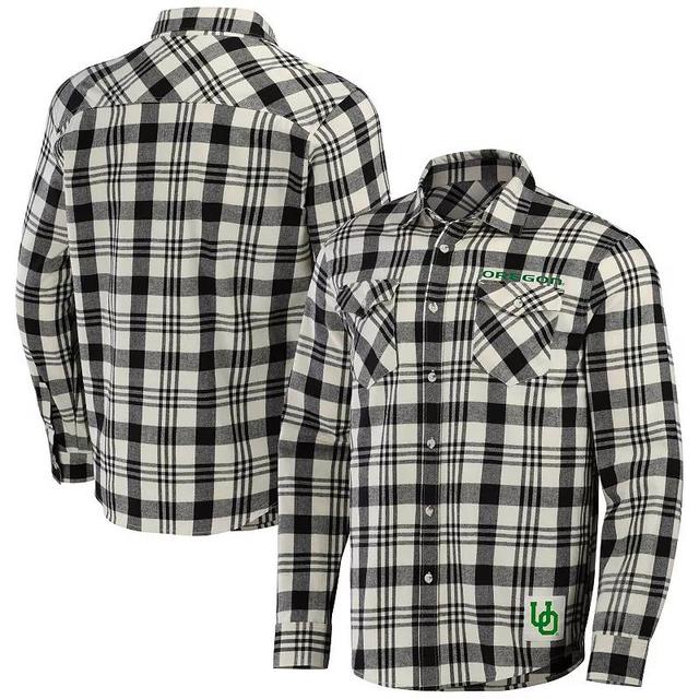 Mens Darius Rucker Collection by Fanatics /Natural Oregon Ducks Plaid Flannel Long Sleeve Button-Up Shirt Product Image