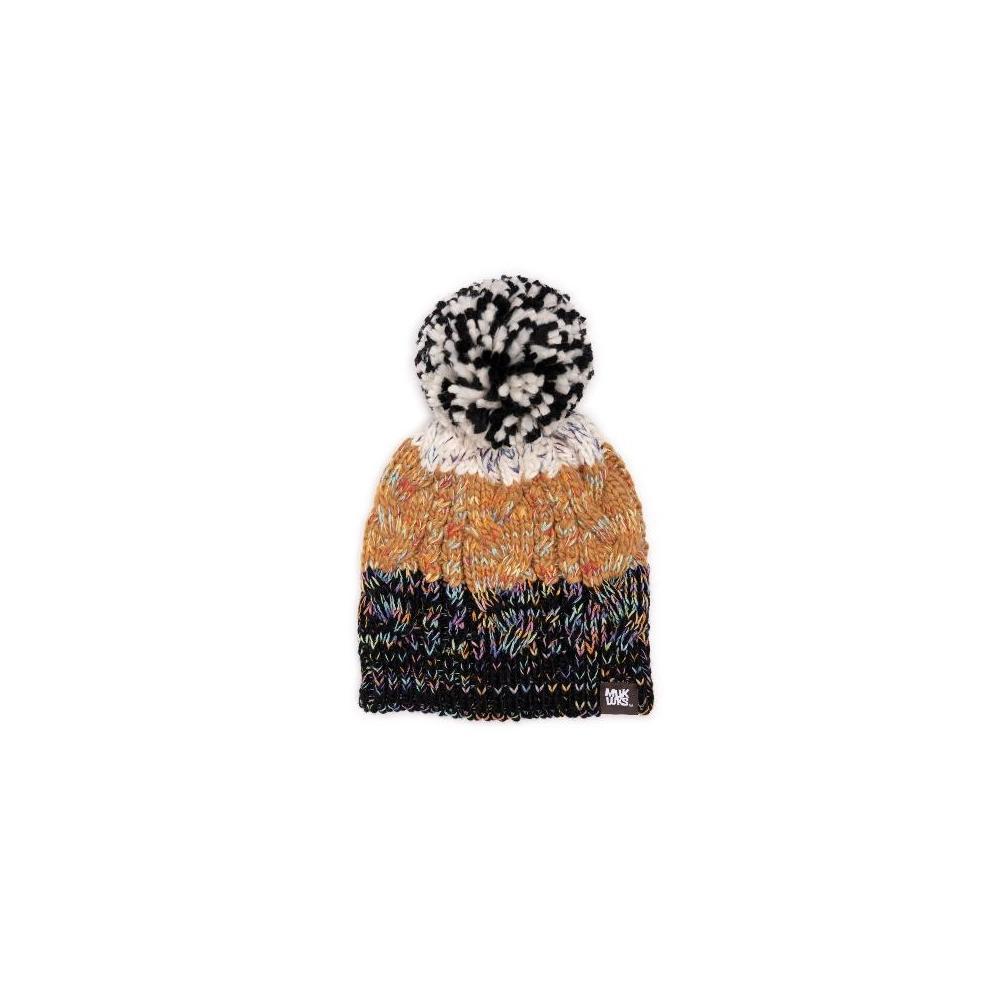 MUK LUKS Women's Colorblock Stripe Cable Beanie, Ebony & Space Dye Marl, OS Product Image