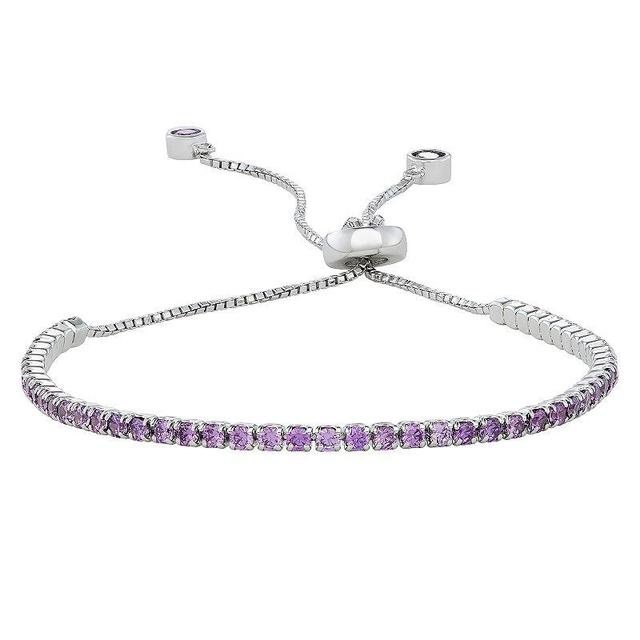 OLIVIA AND HARPER Sterling Silver Cubic Zirconia Bolo Bracelet, Womens Product Image