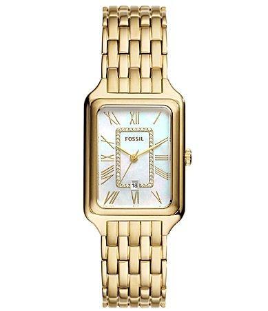 Fossil Womens Raquel Three-Hand Date Gold-Tone Stainless Steel Watch, 26mm Product Image