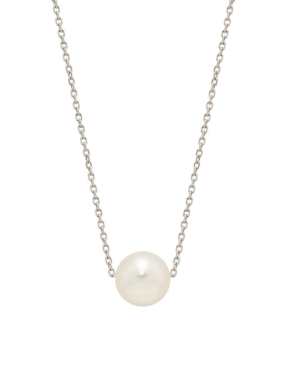 Womens 14K White Gold & Pearl Pendant Necklace Product Image