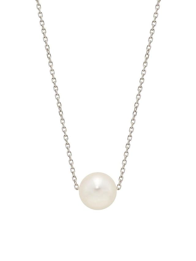 Womens 14K White Gold & Pearl Pendant Necklace Product Image