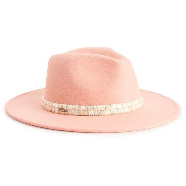 Womens Nine West Felt Multi-Color Trim Panama Hat, Pink Product Image