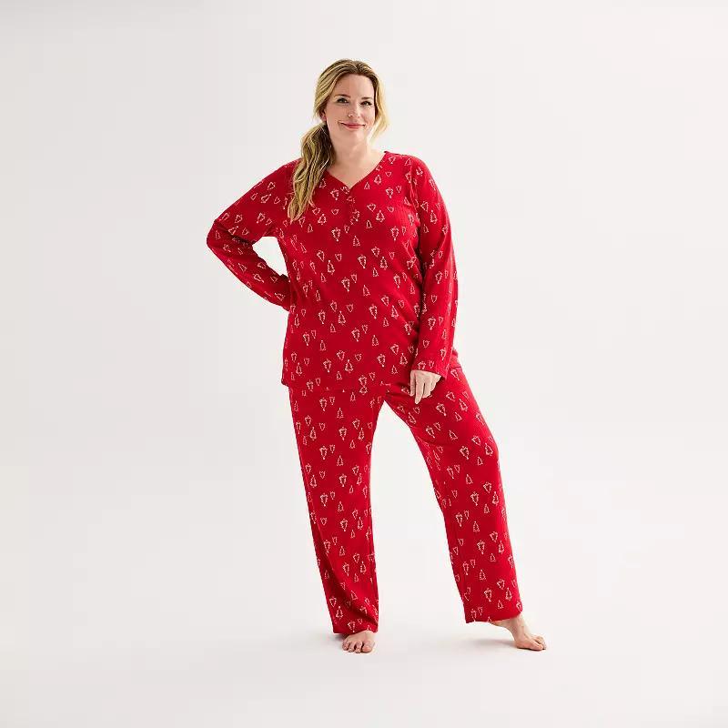 Plus Size Croft & Barrow Long Sleeve Pajama Top & Pajama Pants Set, Womens Product Image