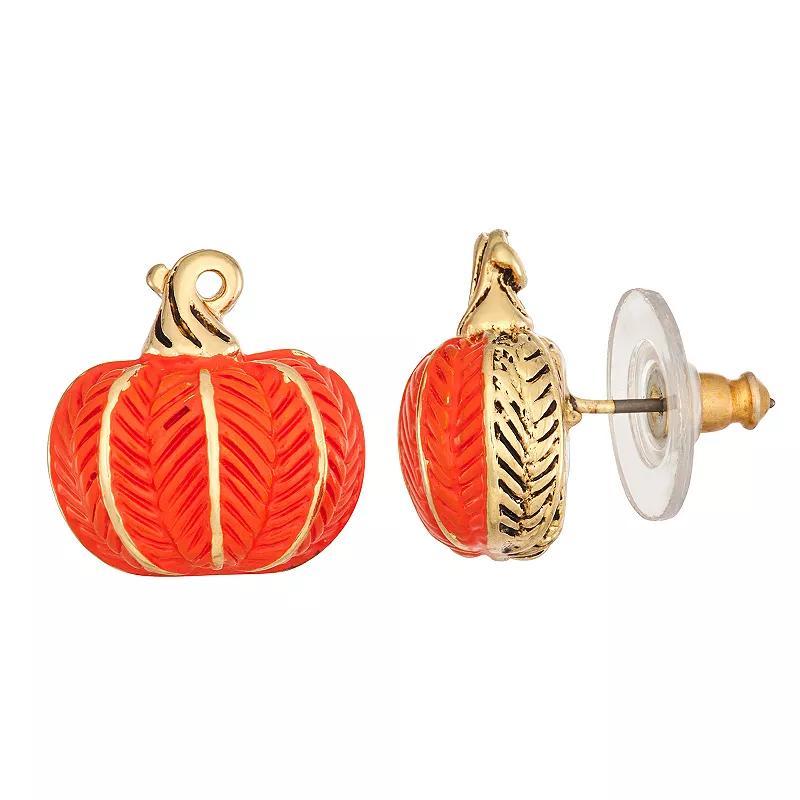 Napier Gold Tone Autumn Spice Pumpkin Stud Earrings, Womens, Multi Product Image