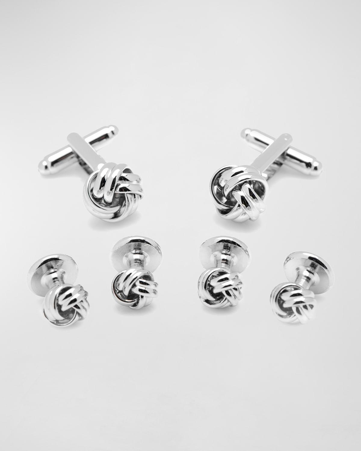 Silver Knot Cuff Link Stud Set Product Image